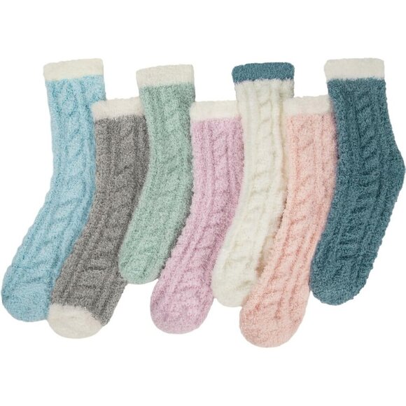 ⭐ 7-Pair Women’s Fuzzy Socks Cozy Fluffy Warm Christmas Gift Set